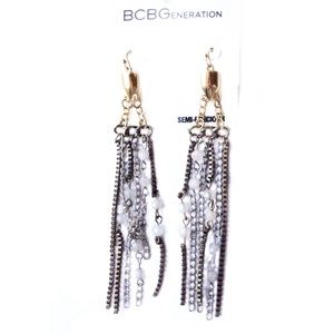 BCBGENERATION EARRINGS GOLD AND SILVER TONE FRINGE